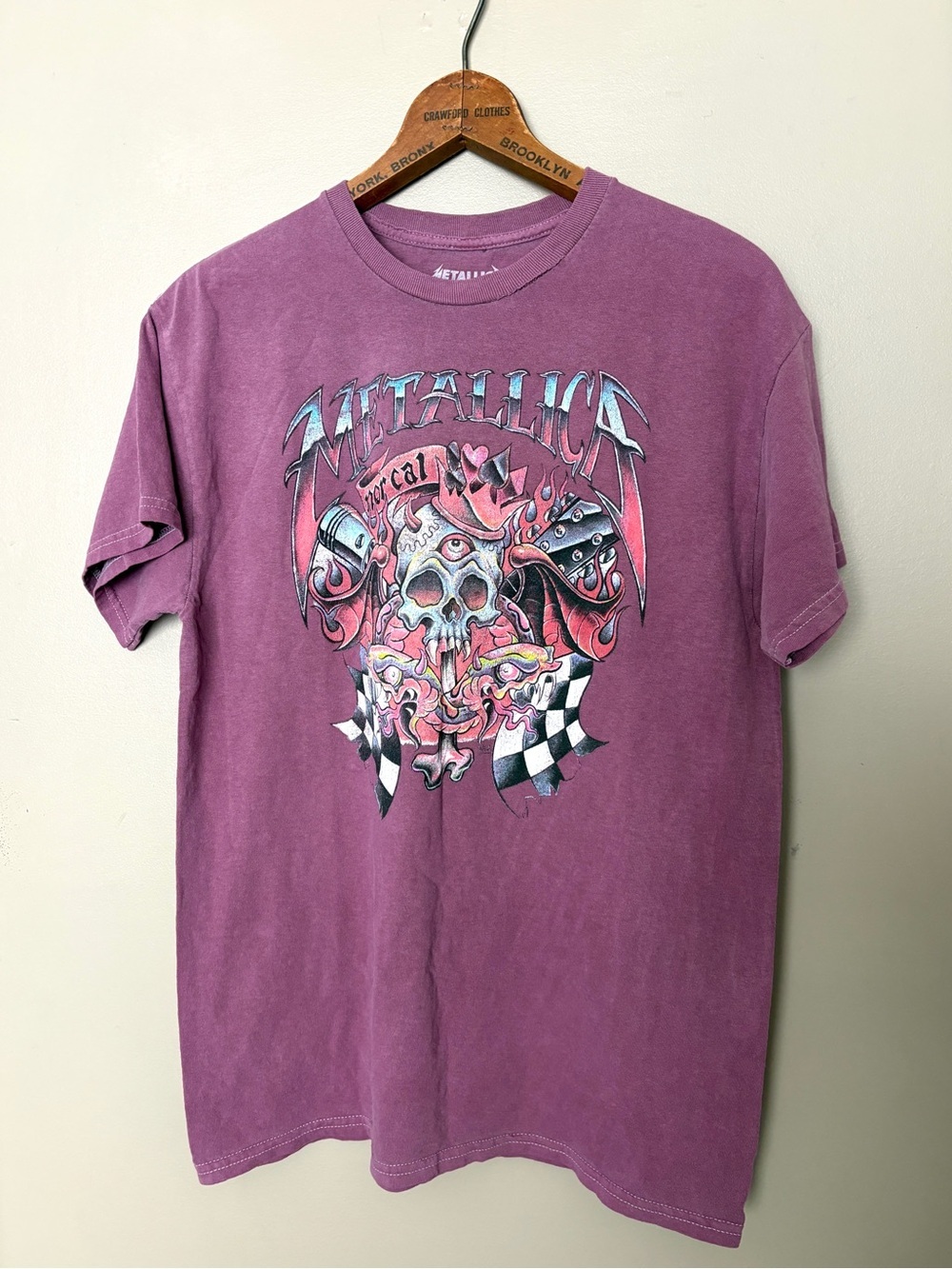 Metallica NorCal Graphic T-Shirt band tee racing skull mauve purple distressed S